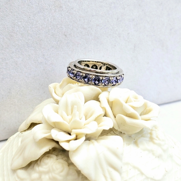 STS Karis Spinner Band Ring with Purple Stones Vintage Size 7.75 - Picture 6 of 15